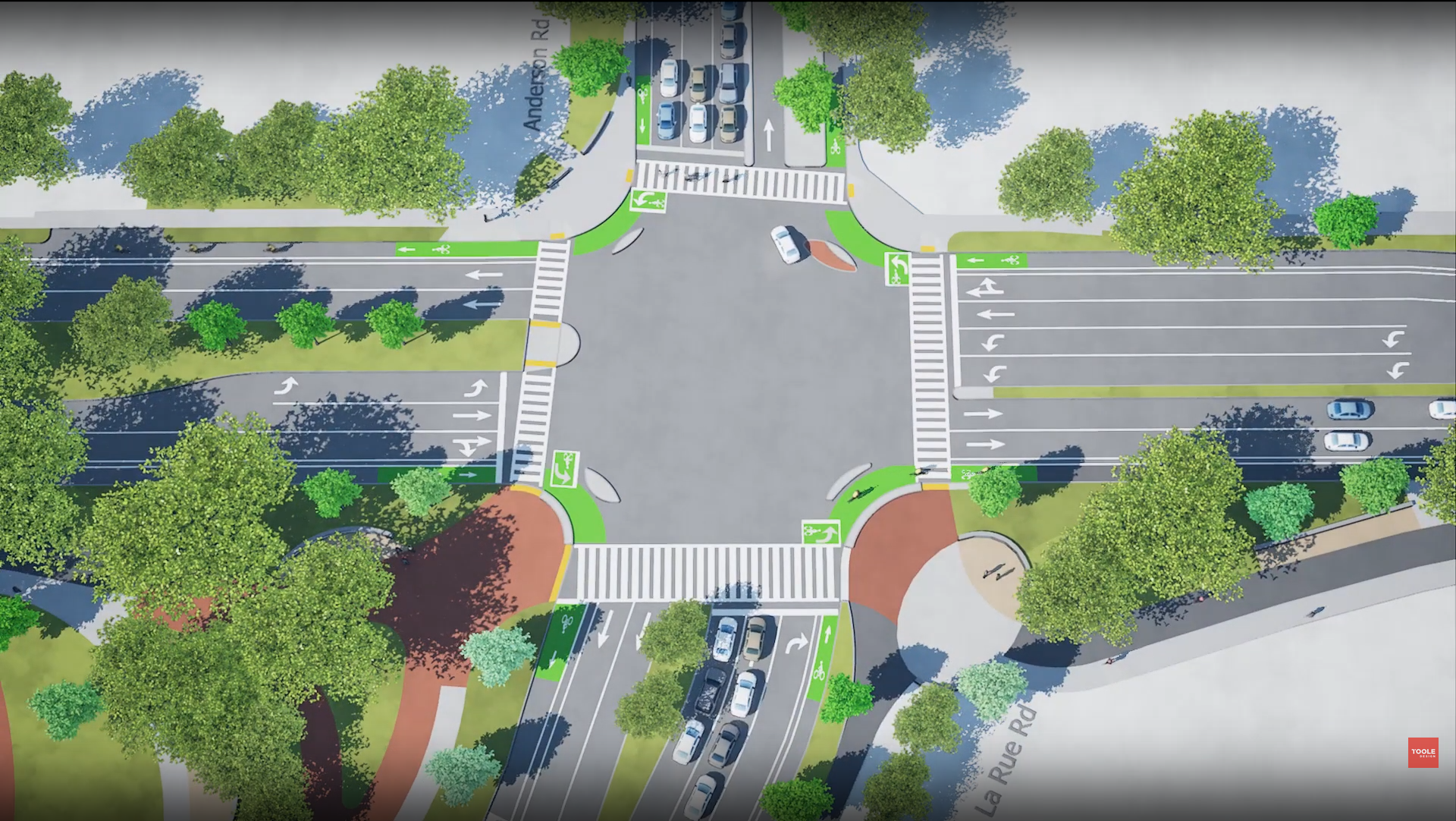 Rendering of draft concepts for improvements at the Anderson Road and La Rue Road intersection of Russell Boulevard