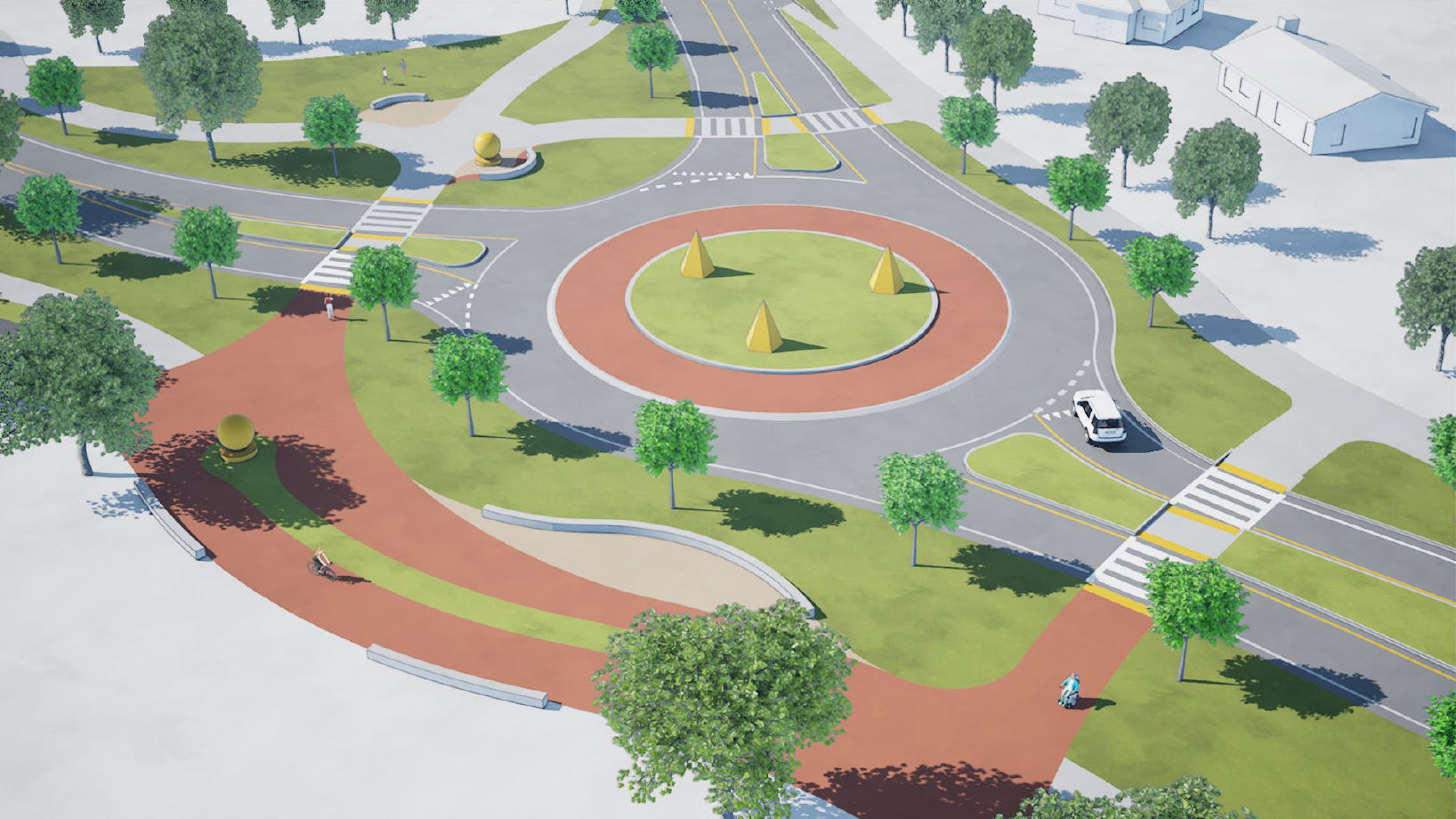 Rendering of a draft concept for imporvements to the intersection of Arlington Boulevard and Russell Boulevard