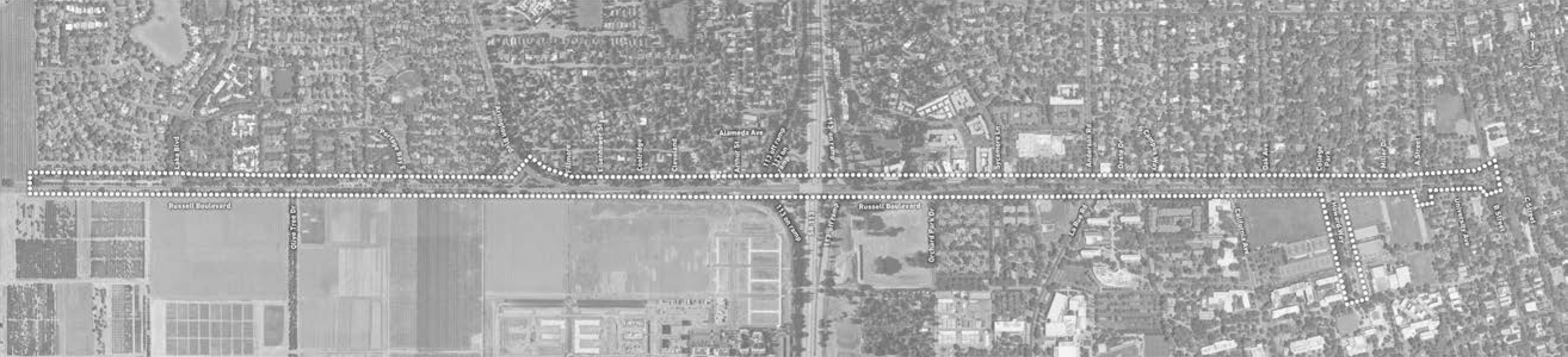 Map showing the scope of Reimagine Russell Boulevard